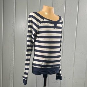 *Splash Girl's Navy Blue & White Striped T-Shirt Sz M
